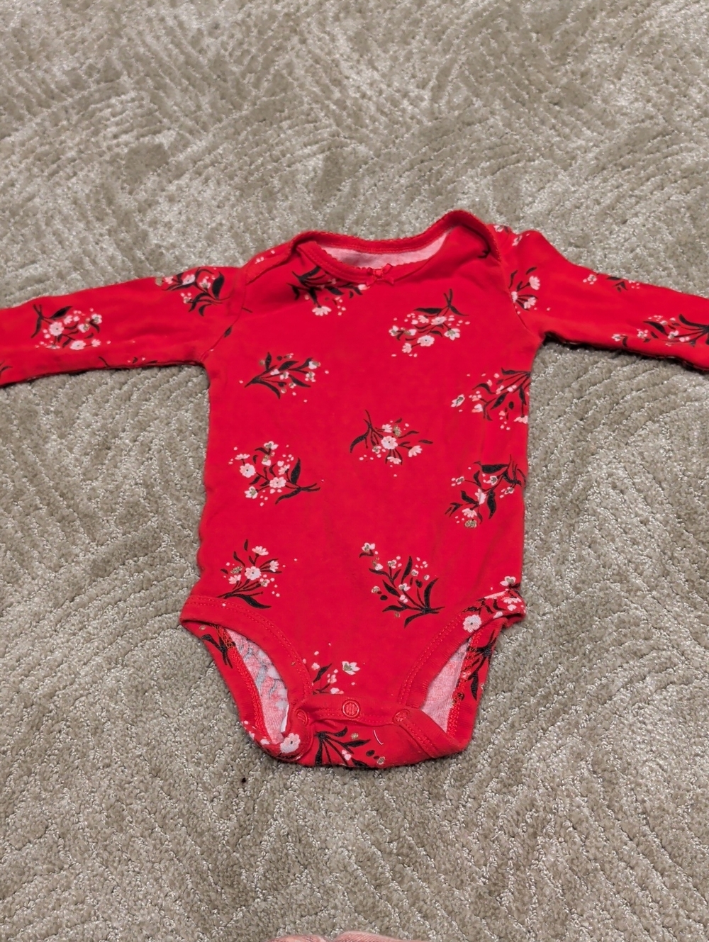 Carter's Red Floral Long-Sleeve Bodysuit